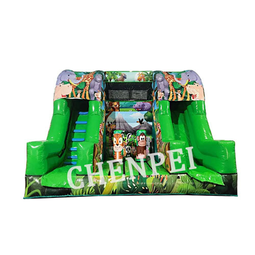 New jungle bouncy castle double slides combo