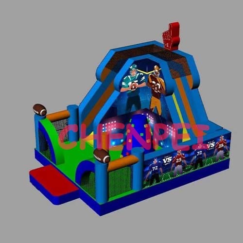 Football bouncy castle with slide and climbing