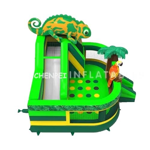 Lizard bouncy castle with slide combo