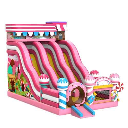 Candy inflatable slide dual lanes