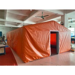 Orange inflatable tent for camping