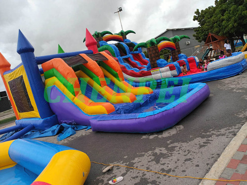 Dual lanes water bouncy castle for sale