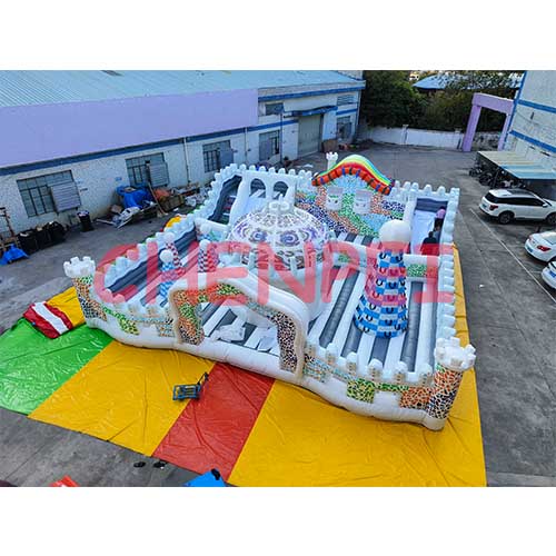 Rainbow city inflatable trampoline park for sale