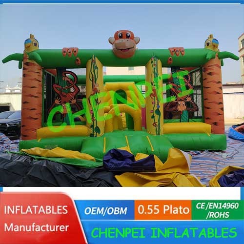 Jungle monkey bouncy castle combo