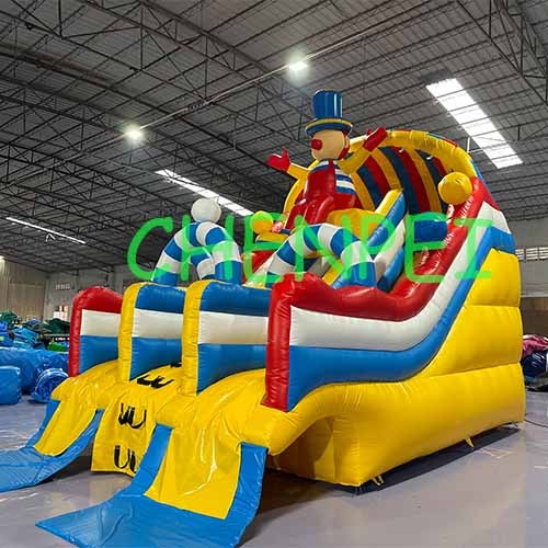 Clown inflatable double slide with pool swimming pool slides for sale