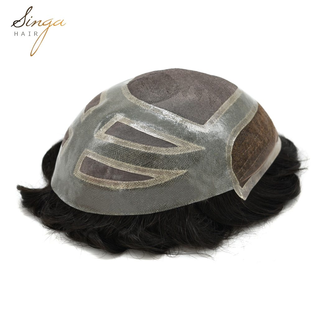 FPM: Singa Hair Cut-away Mono Mens Hair Toupee System, Best Swiss Lace Front Short Hair Replacement System For Men,Real Natural human Hair Pieces