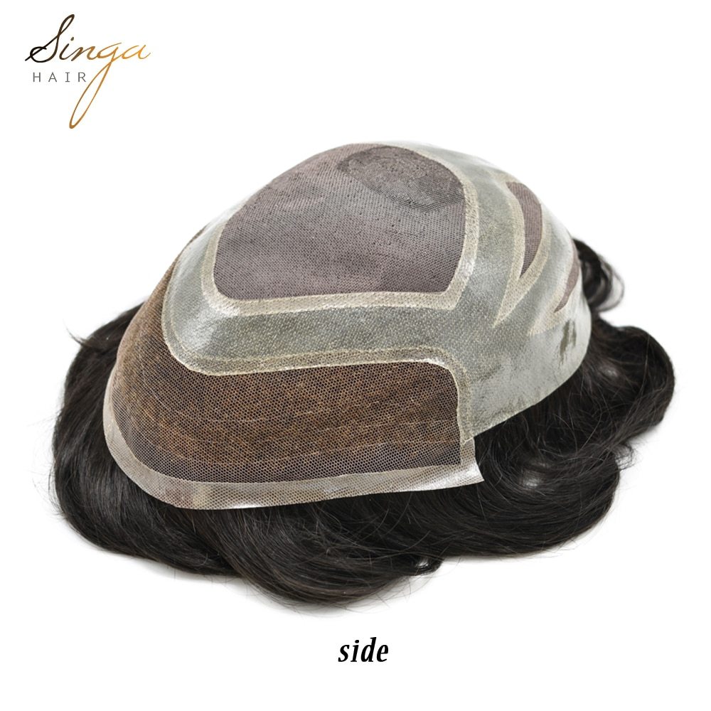 FPM: Singa Hair Cut-away Mono Mens Hair Toupee System, Best Swiss Lace Front Short Hair Replacement System For Men,Real Natural human Hair Pieces