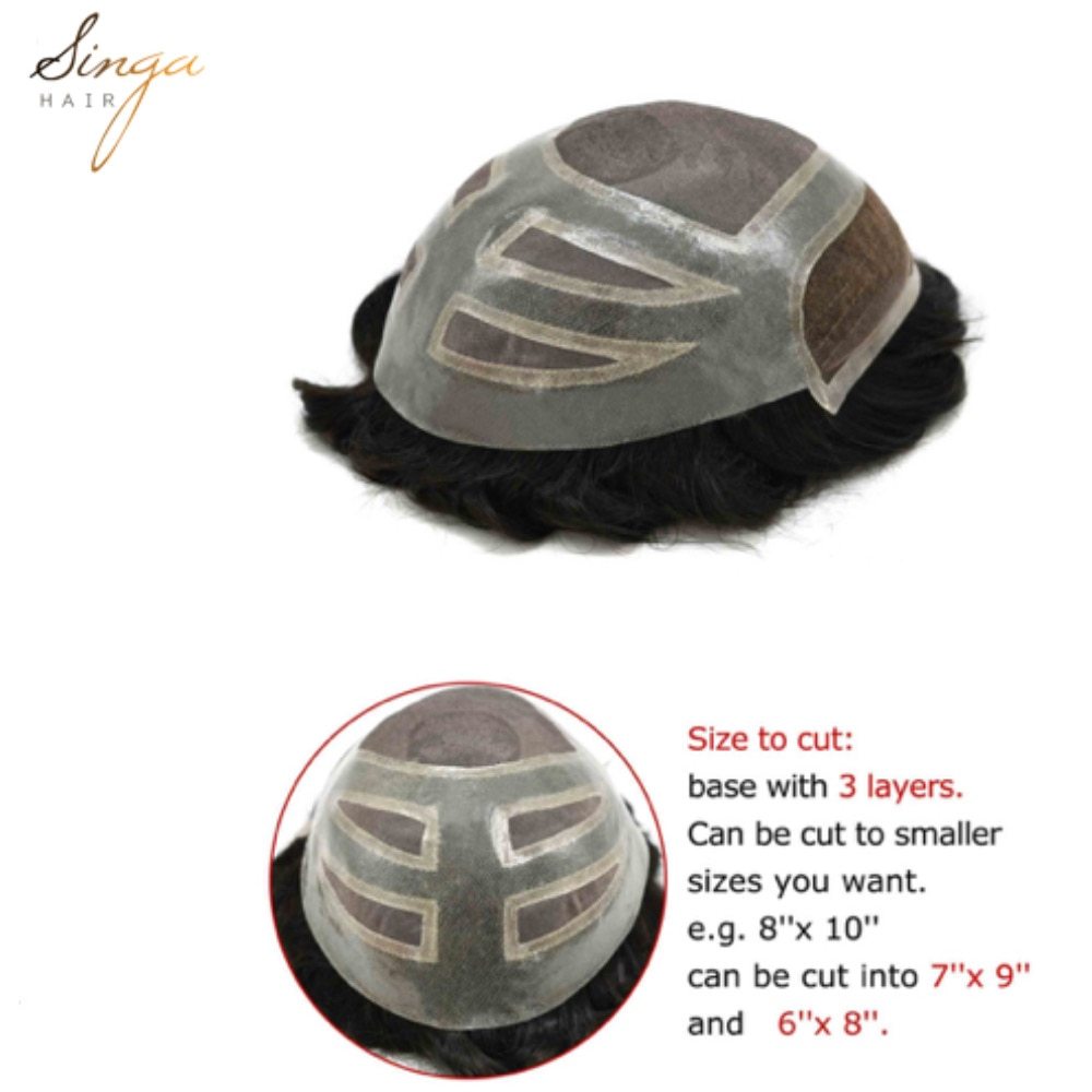 FPM: Singa Hair Cut-away Mono Mens Hair Toupee System, Best Swiss Lace Front Short Hair Replacement System For Men,Real Natural human Hair Pieces