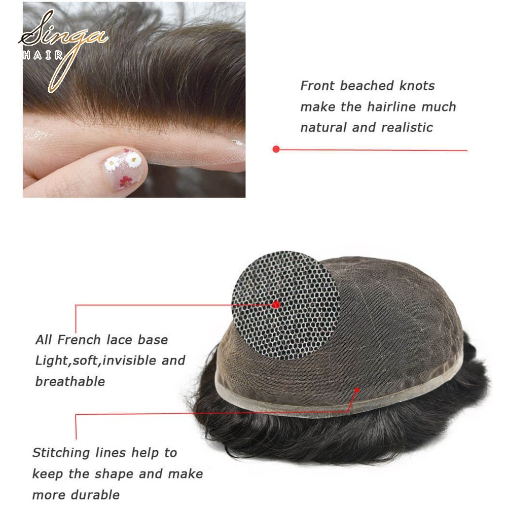 Full Lace Mens Toupee Easy Wear Light To Medium Density Hair System Replacement Durable And Comfortable  More Colors Wigs