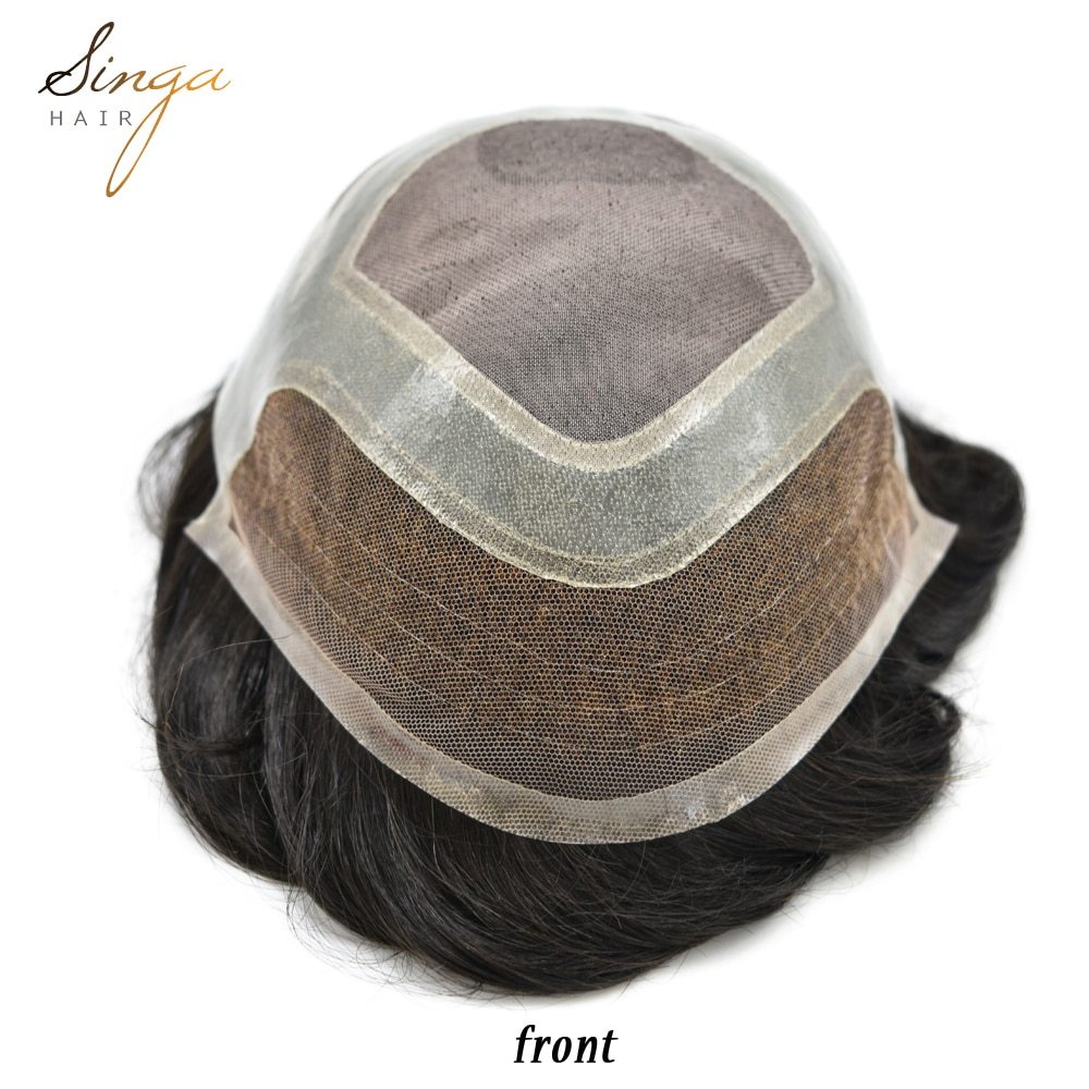 FPM: Singa Hair Cut-away Mono Mens Hair Toupee System, Best Swiss Lace Front Short Hair Replacement System For Men,Real Natural human Hair Pieces
