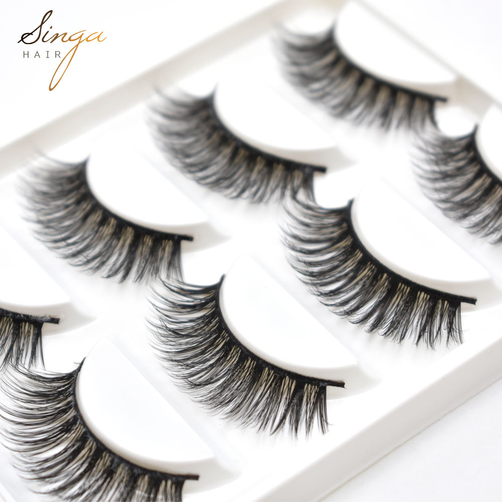 3D Eyelashes Extensions 5 Pairs Hand Made Faux  Mink Long Thick Volume Individual Strip Eye Lashes Makeup Natural 3D Eyelash