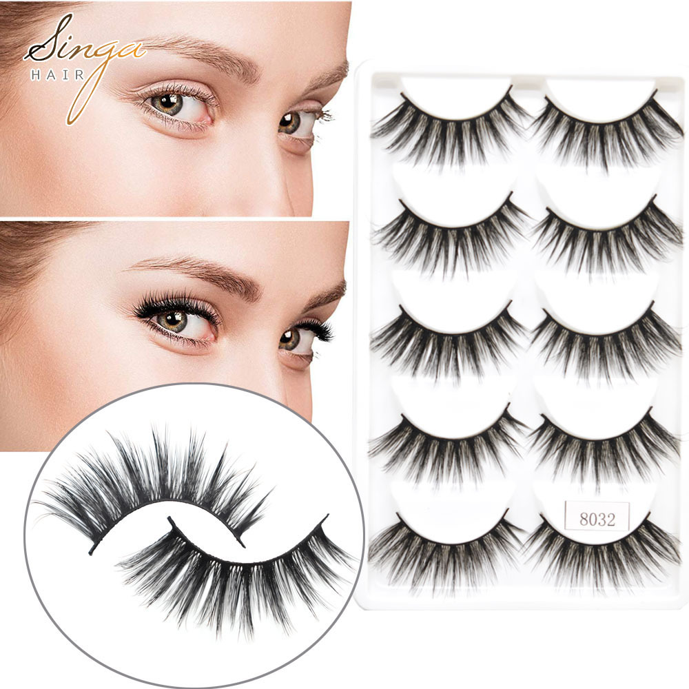 5 Pairs Eyelash-Extensions 3D Mink Eyelashes Faux Makeup Lashes Thick Fluffy Natural Eyelash Full Volum Silk C Curl Eyelashes
