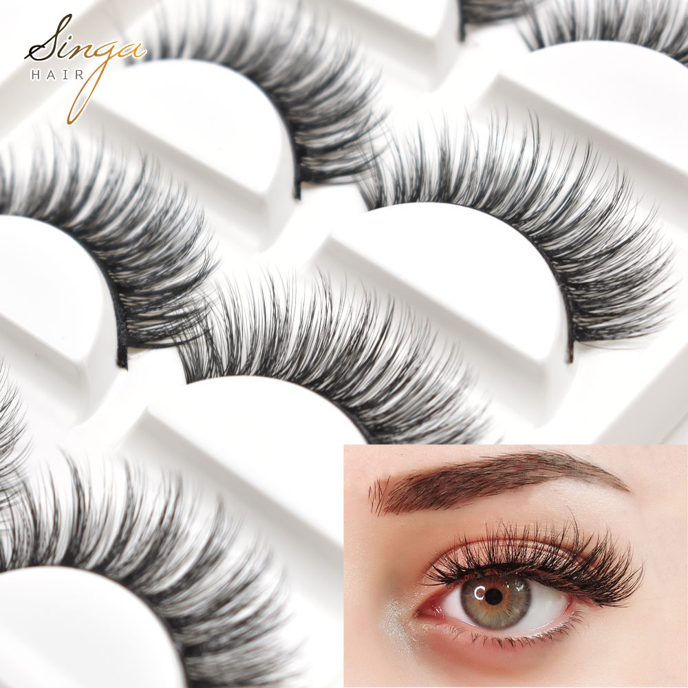 3D Eyelashes Extensions 5 Pairs Hand Made Faux  Mink Long Thick Volume Individual Strip Eye Lashes Makeup Natural 3D Eyelash