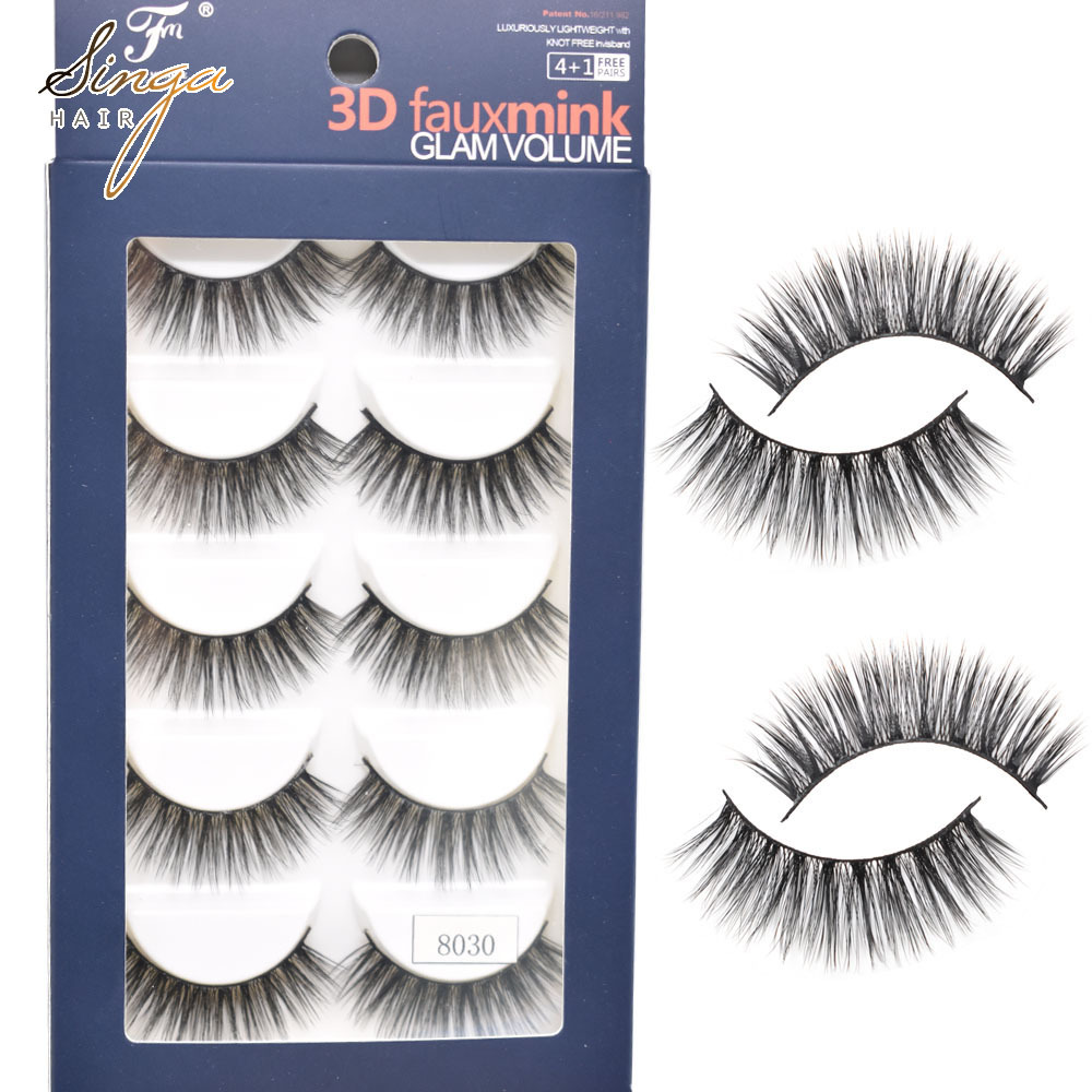 3D Eyelashes Extensions 5 Pairs Hand Made Faux  Mink Long Thick Volume Individual Strip Eye Lashes Makeup Natural 3D Eyelash