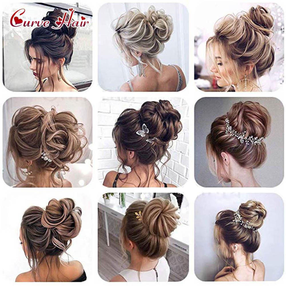 Curly Messy Rose Bun Hair Piece Scrunchie Donut Updo Bun Hair Extension For Women Girls Chignon Synthetic Pony Tail Hairpieces