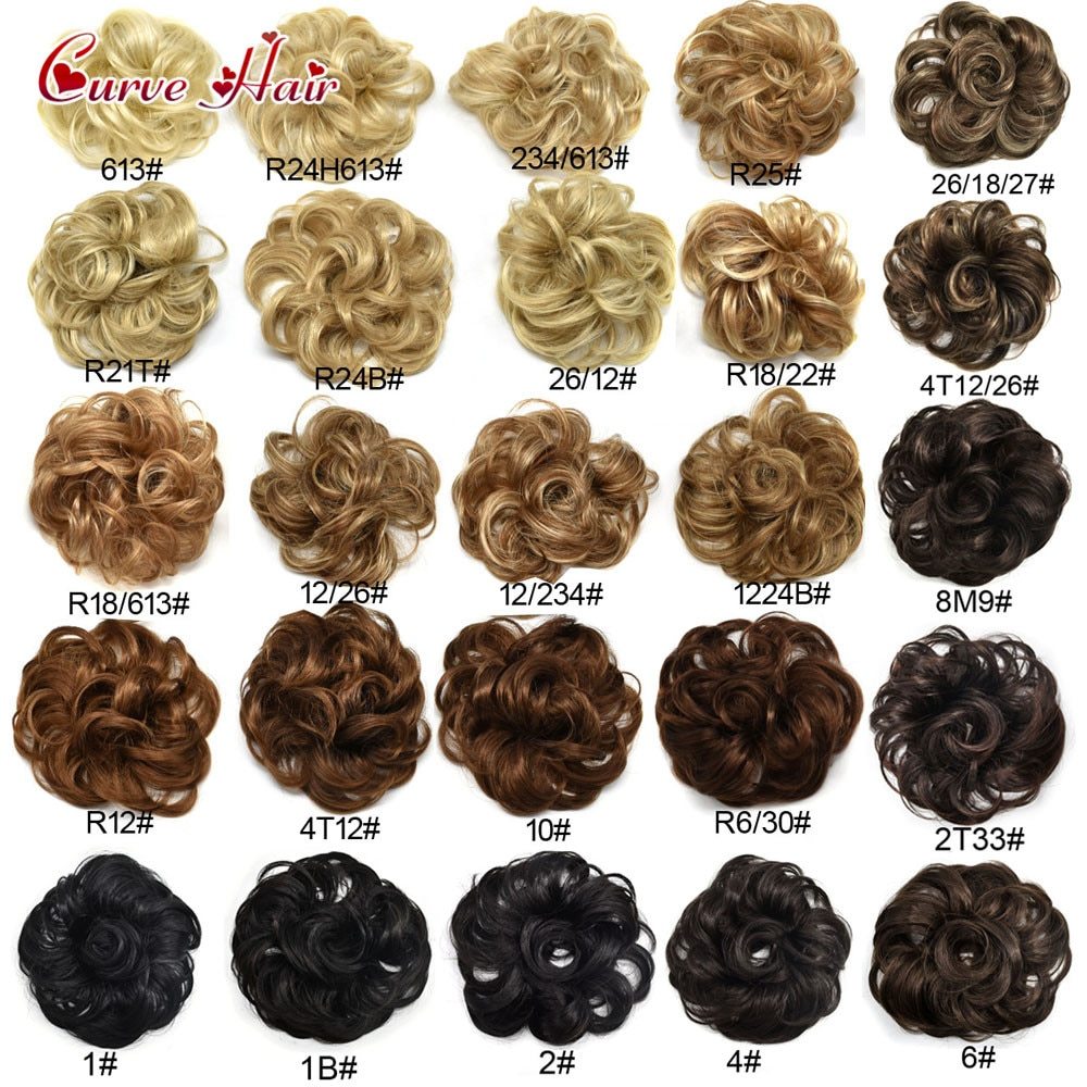 Hair Buns Curly Messy Rosy High Synthetic Fiber Hairpieces Black Brown Blodne Colors Potnytail Scrunchie Hair Extentions Bun