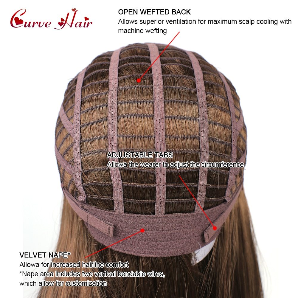 Synthetic Hair Lady Short Wigs Mix Brown Blonde Wig With Side Bangs Low Temperature Fiber Hand Tied Monofilament  Women Wigs