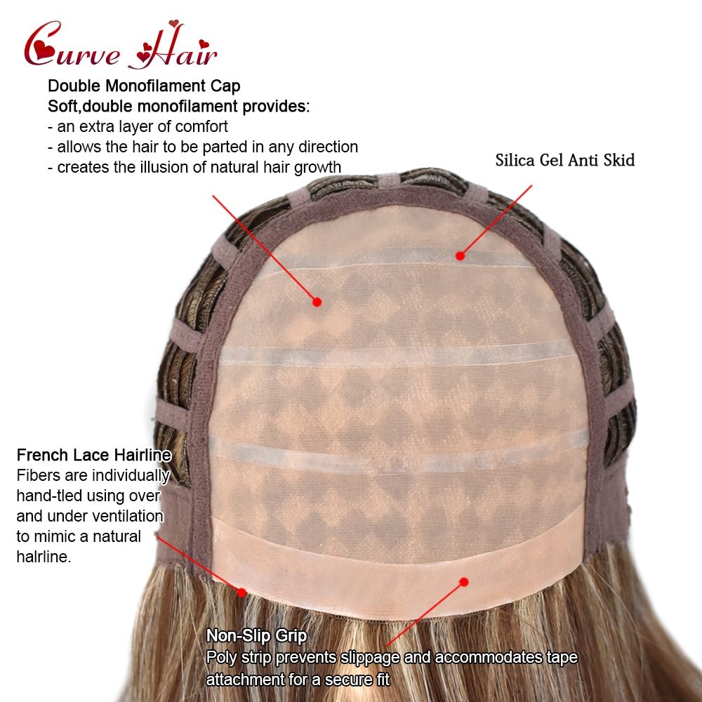 Synthetic Hair Wig Lady Short Wigs Brown Blonde Wig With Side Bangs Low Temperature Fiber Hand Tied Monofilament  Women Wigs