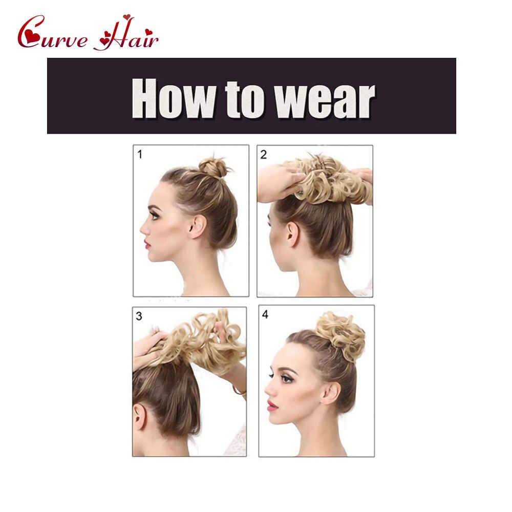 Hair Buns Curly Messy Rosy High Synthetic Fiber Hairpieces Black Brown Blodne Colors Potnytail Scrunchie Hair Extentions Bun