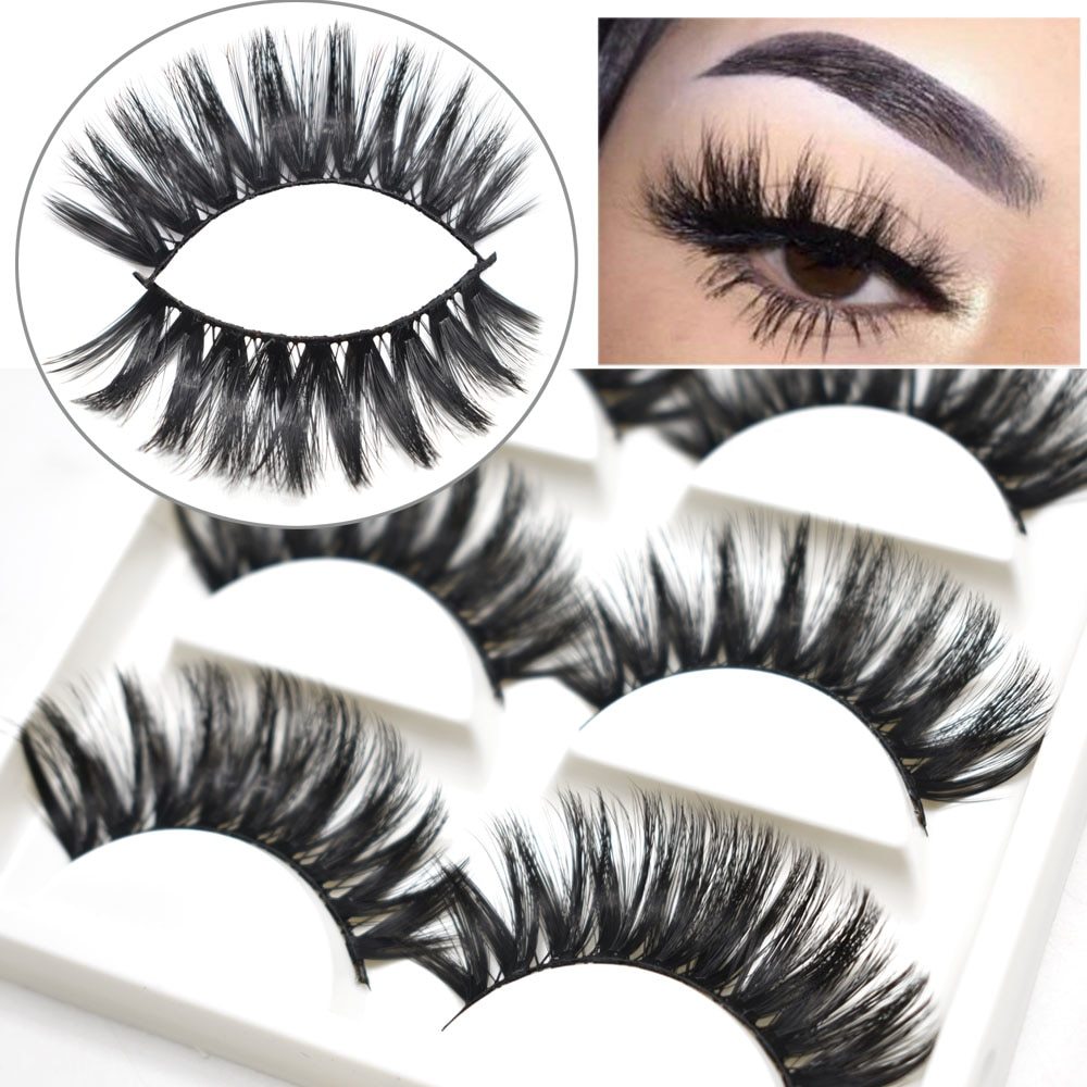 False Eyelashes Natural Wispy Fluffy Makeup Eyelash Extensions Hand Made 3D Mink Eye Lash Thick Cross Volume Women Eyelash