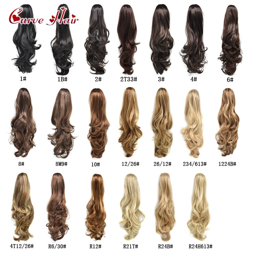 Synthetic Jaw Claw Ponytail Wavy Curly Clip In Ponytail Extensions Hair Piece For Women 22" Long Thick Pony Tail Hairpiece