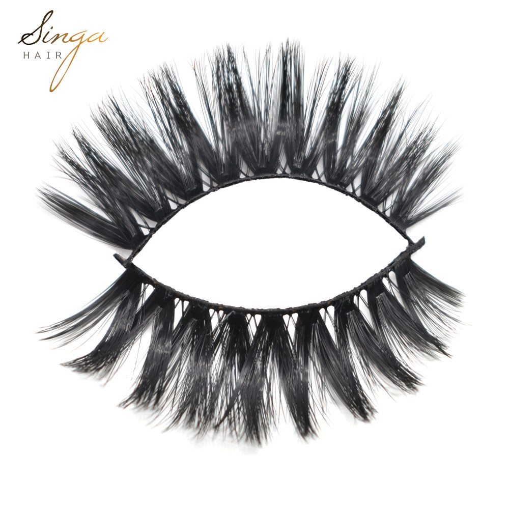 Singahair False Eye Lashes Extension 5 Pairs Hand Made 3D Faux Long Thick Individual Strip Eyelashes Makeup Natural Eyelash