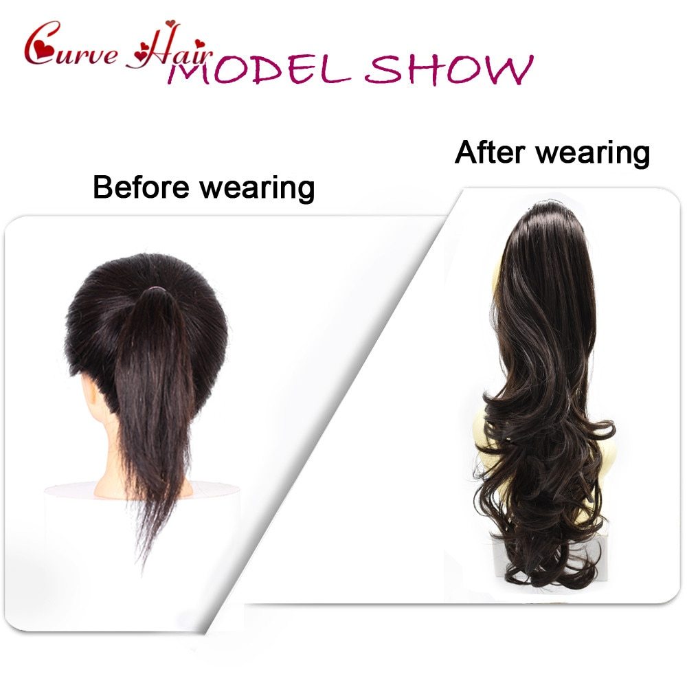 Synthetic Jaw Claw Ponytail Wavy Curly Clip In Ponytail Extensions Hair Piece For Women 22" Long Thick Pony Tail Hairpiece