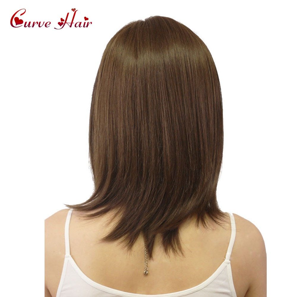 Synthetic Hair Lady Short Wigs Mix Brown Blonde Wig With Side Bangs Low Temperature Fiber Hand Tied Monofilament  Women Wigs