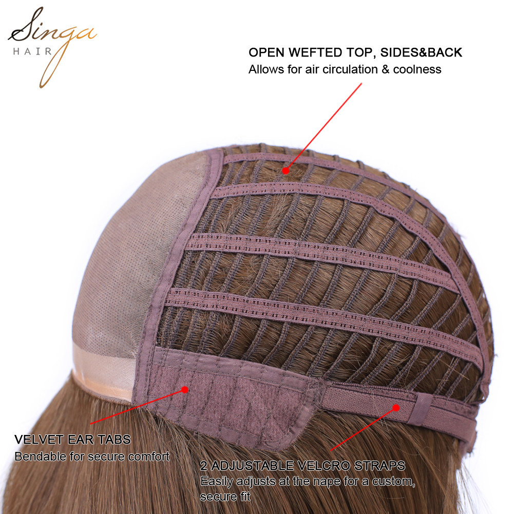 Synthetic Women Wigs Full Cap Kanekalon Heat Friendly Short Natural Wavy Lady Hair Replacement Premium Quality Gold Hair System
