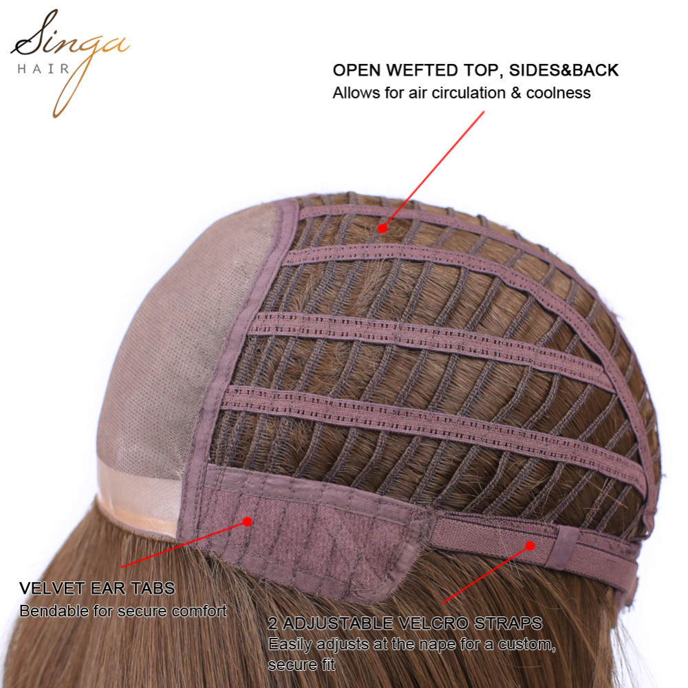 Synthetic Women Wigs Full Cap Kanekalon Heat Friendly Short Natural Wavy Lady Hair Replacement Premium Quality Gold Hair System