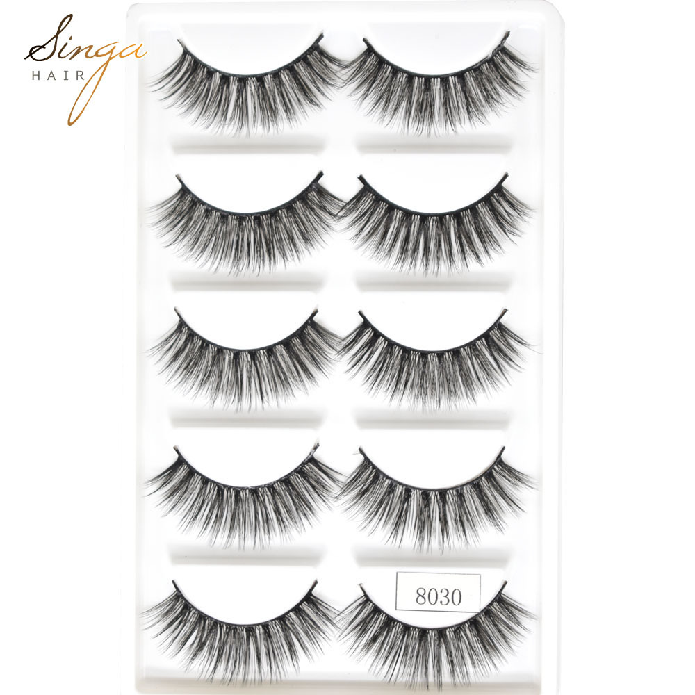 3D Eyelashes Extensions 5 Pairs Hand Made Faux  Mink Long Thick Volume Individual Strip Eye Lashes Makeup Natural 3D Eyelash