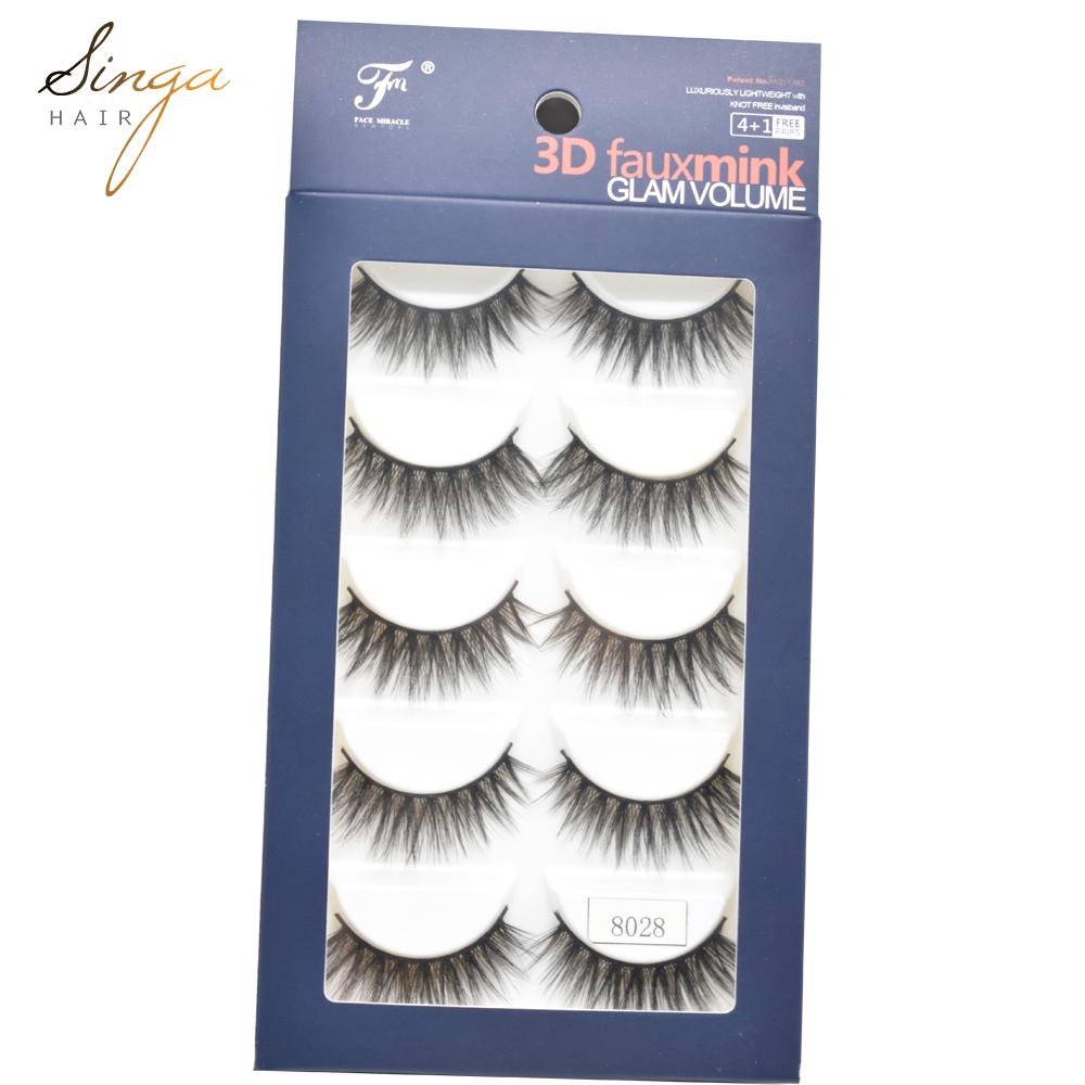 5 Pairs Eyelash-Extensions 3D Faux Mink Eyelashes Makeup Lashes Thick Fluffy Hot Style Eyelash Full Volum Silk C Curl Eyelashes