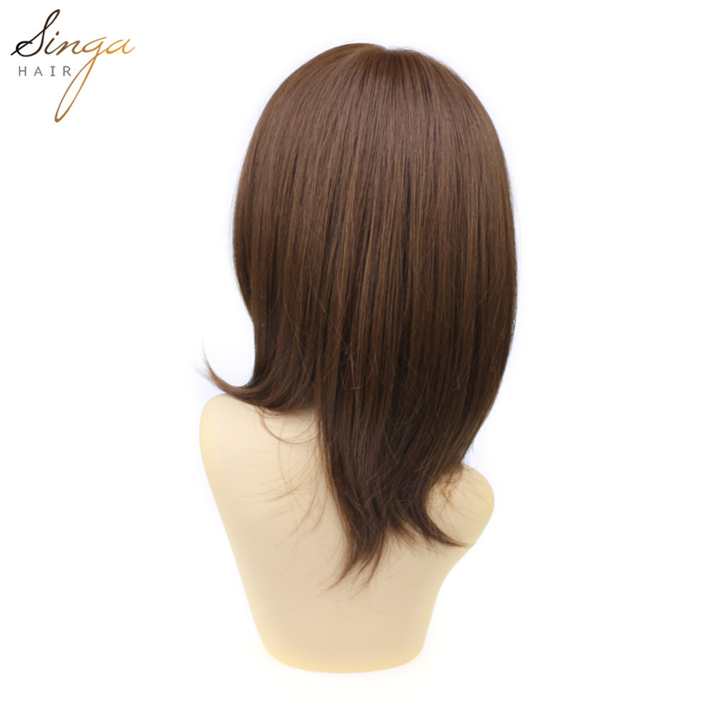 Synthetic Women Wigs Full Cap Kanekalon Heat Friendly Short Natural Wavy Lady Hair Replacement Premium Quality Gold Hair System