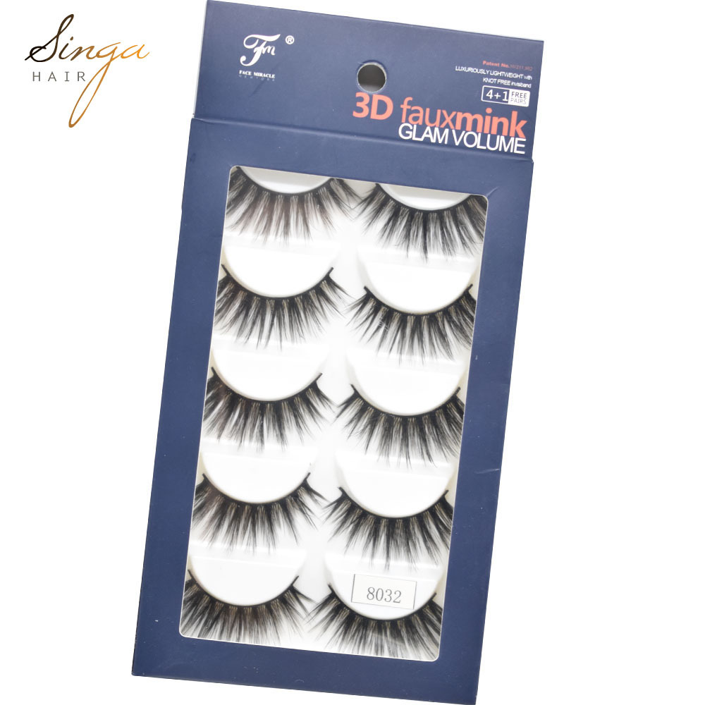 5 Pairs Eyelash-Extensions 3D Mink Eyelashes Faux Makeup Lashes Thick Fluffy Natural Eyelash Full Volum Silk C Curl Eyelashes