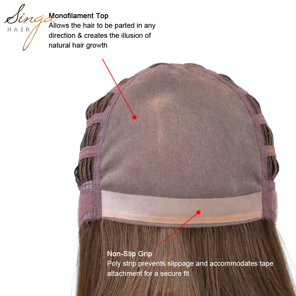 Synthetic Women Wigs Full Cap Kanekalon Heat Friendly Short Natural Wavy Lady Hair Replacement Premium Quality Gold Hair System