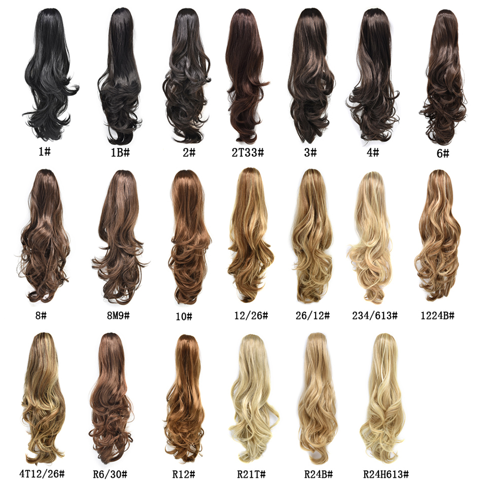 Synthetic Jaw Poytail Wig 22" Long Wavy Hairpiece Claw Clip In/On PonyTail Drawstring Hair Extension Heat Resistant Blonde Color