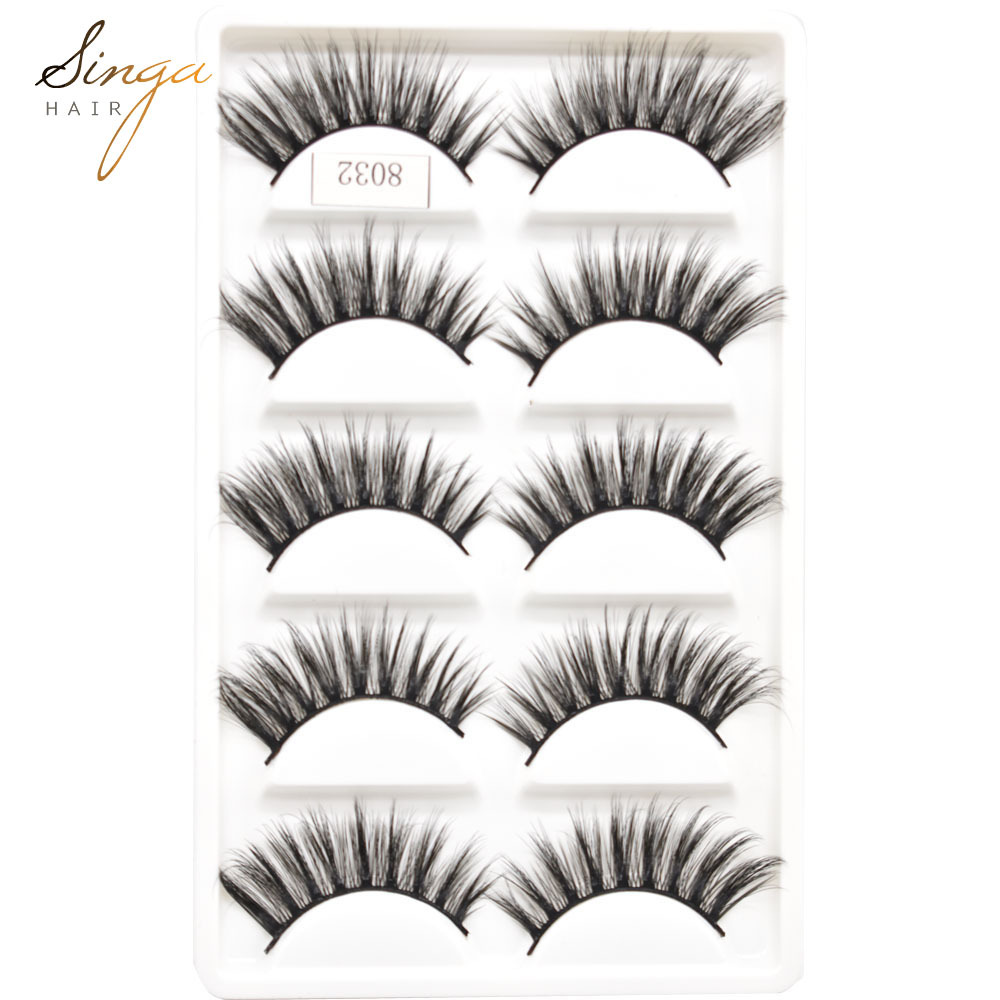 5 Pairs Eyelash-Extensions 3D Mink Eyelashes Faux Makeup Lashes Thick Fluffy Natural Eyelash Full Volum Silk C Curl Eyelashes
