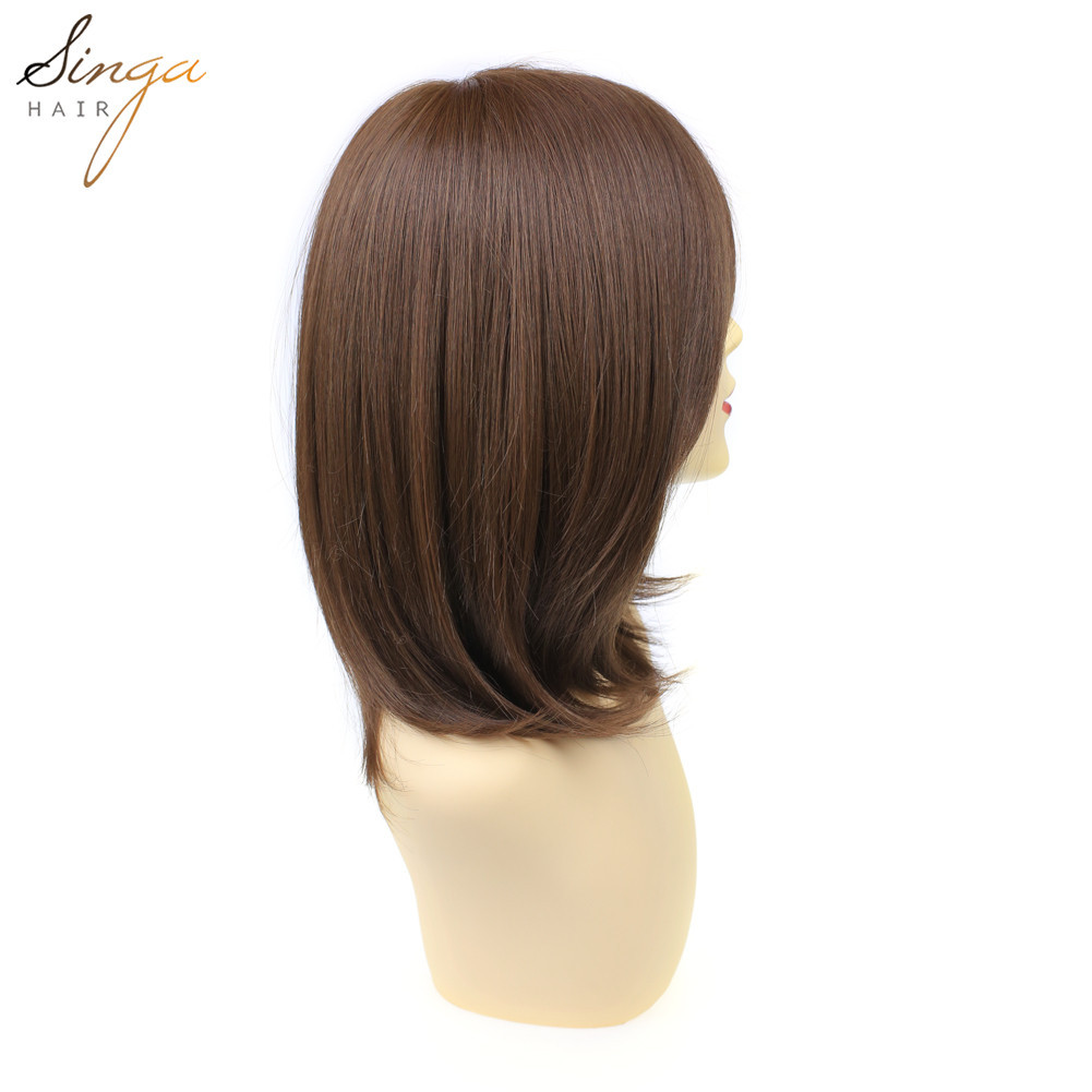 Synthetic Women Wigs Full Cap Kanekalon Heat Friendly Short Natural Wavy Lady Hair Replacement Premium Quality Gold Hair System