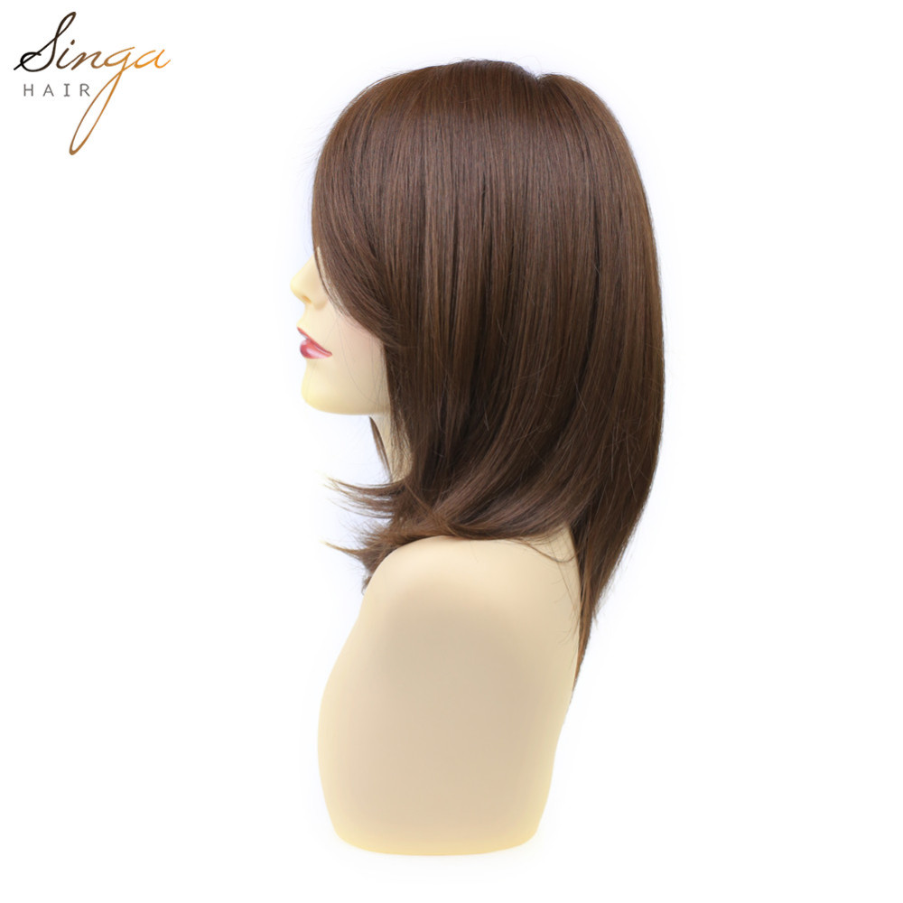 Synthetic Women Wigs Full Cap Kanekalon Heat Friendly Short Natural Wavy Lady Hair Replacement Premium Quality Gold Hair System