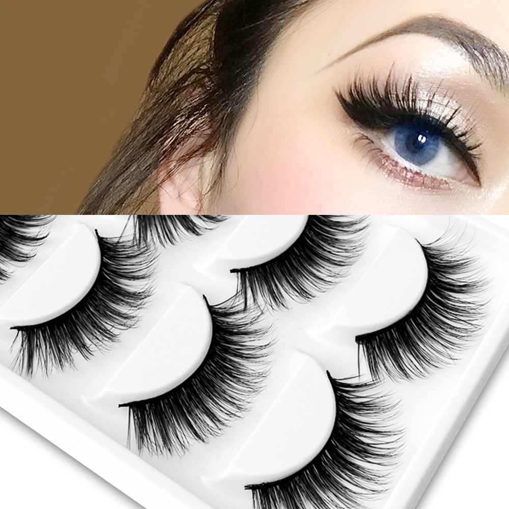 False Eyelashes Natural Wispy Fluffy Makeup Eyelash Extensions Hand Made 3D Mink Eye Lash Thick Cross Volume Women Eyelash