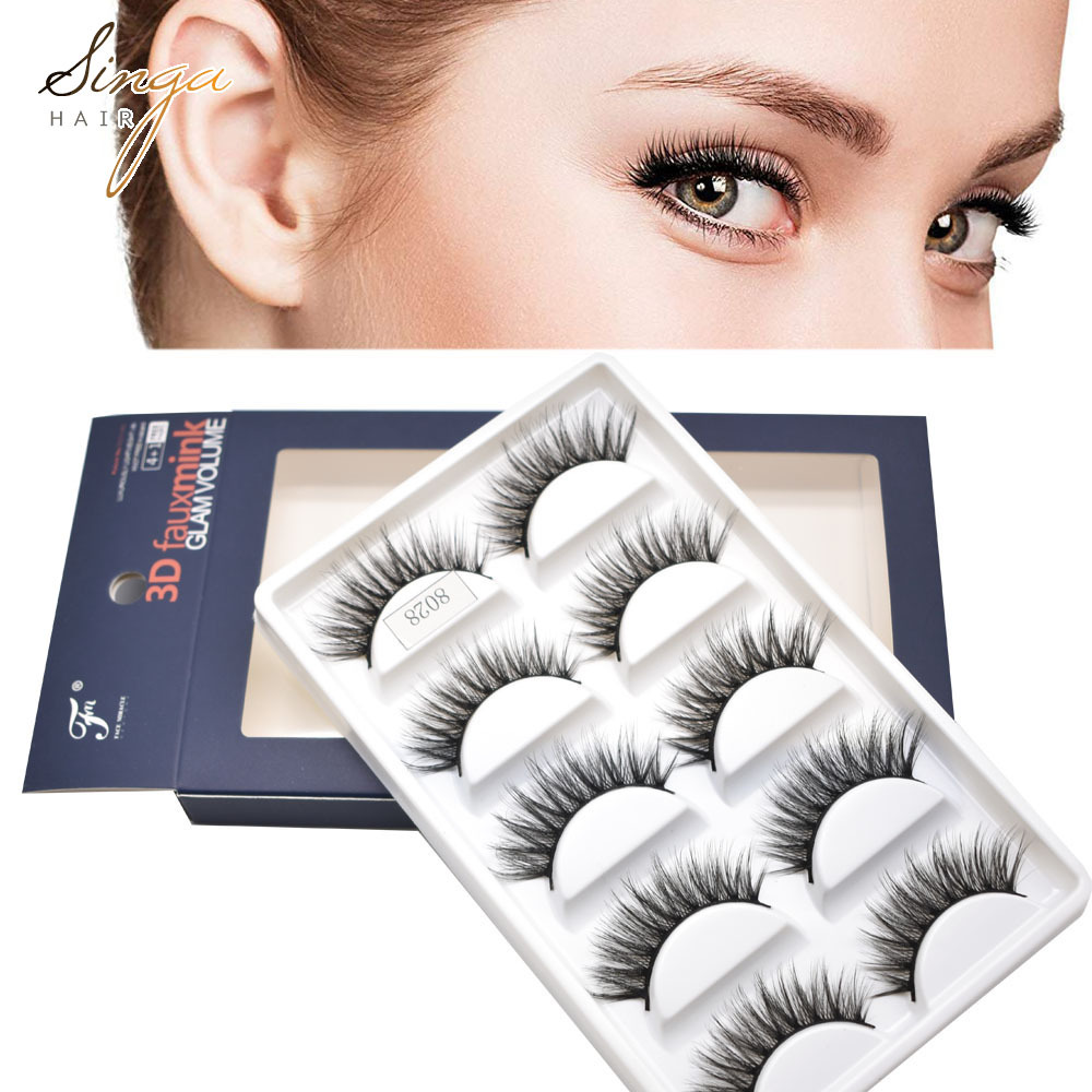 5 Pairs Eyelash-Extensions 3D Faux Mink Eyelashes Makeup Lashes Thick Fluffy Hot Style Eyelash Full Volum Silk C Curl Eyelashes