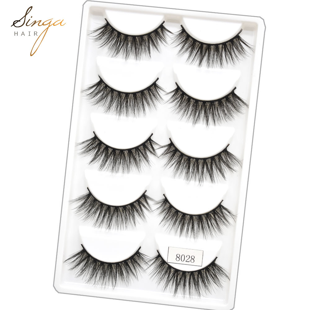 5 Pairs Eyelash-Extensions 3D Faux Mink Eyelashes Makeup Lashes Thick Fluffy Hot Style Eyelash Full Volum Silk C Curl Eyelashes