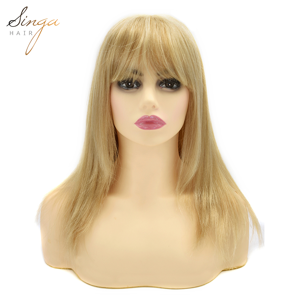 Synthetic Women Wigs Full Cap Kanekalon Heat Friendly Short Natural Wavy Lady Hair Replacement Premium Quality Gold Hair System