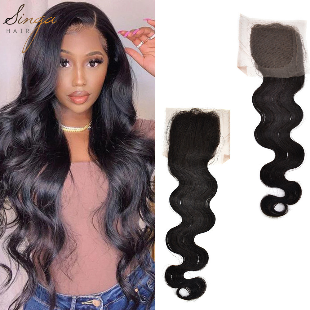 Natural Color Pre Plucked Lace Frontal Closure 9A Brazilian Virgin Human Hair Body Wave Lace Closure