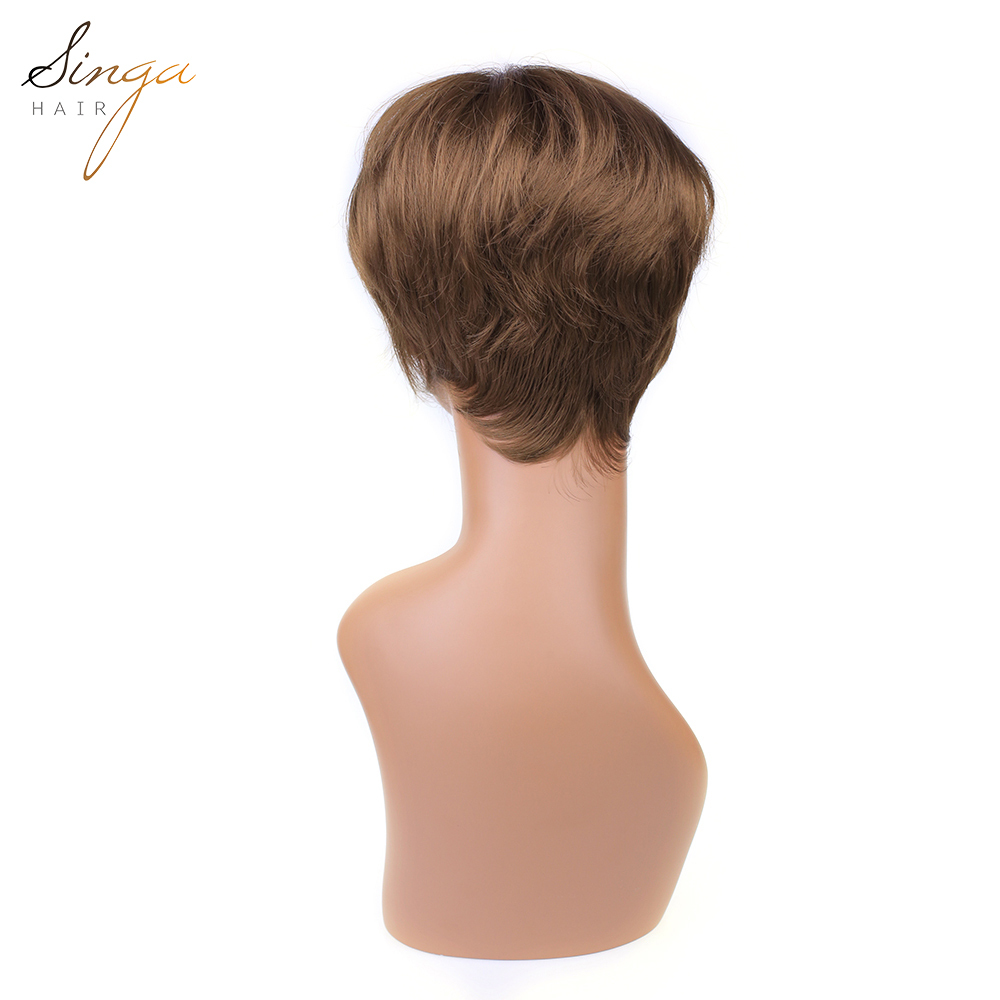 Synthetic Women Wigs Full Cap Kanekalon Heat Friendly Short Natural Wave Lady Hair Replacement Premium Quality Brown Hair System