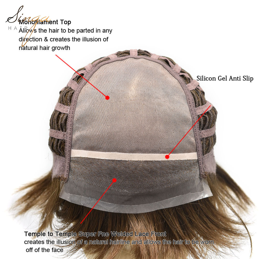 Synthetic Women Wigs Full Cap Kanekalon Heat Friendly Short Natural Wave Lady Hair Replacement Premium Quality Brown Hair System