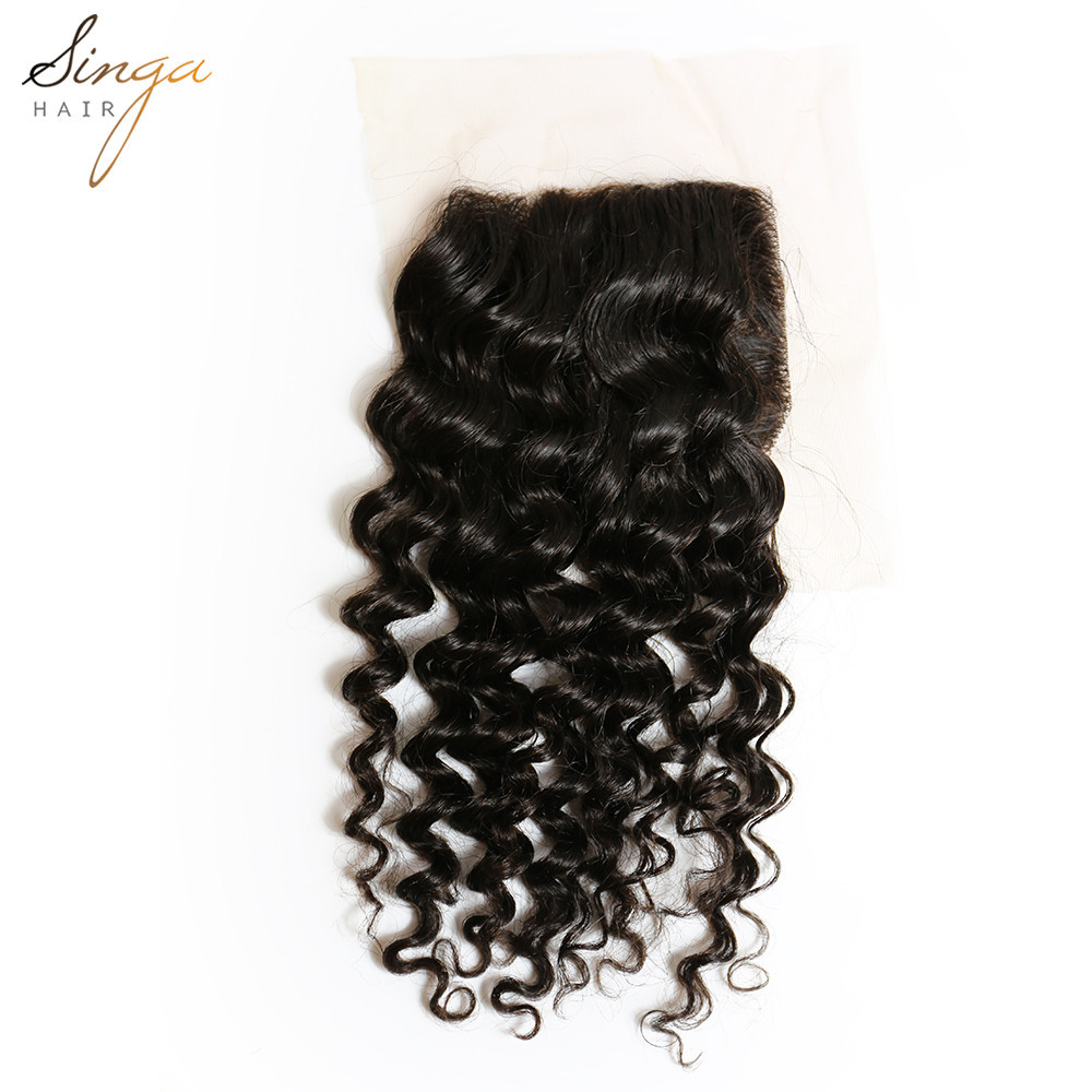 Natural Color Pre Plucked Lace Frontal Closure Wet and Wavy 9A Brazilian Virgin Human Hair