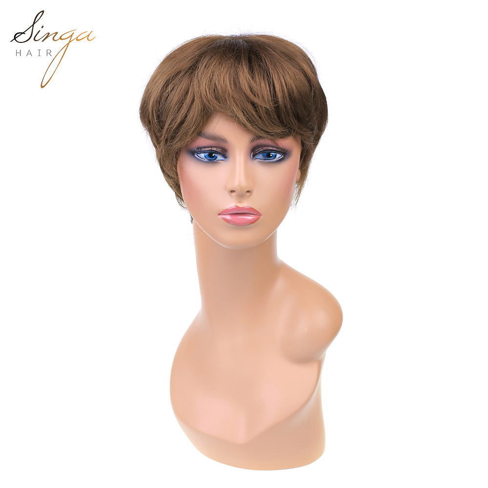 Synthetic Women Wigs Full Cap Kanekalon Heat Friendly Short Natural Wave Lady Hair Replacement Premium Quality Brown Hair System