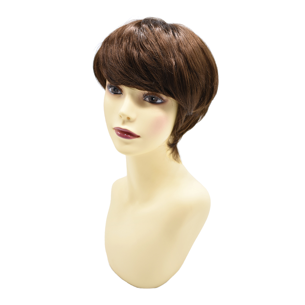 Synthetic Women Wigs Full Cap Kanekalon Heat Friendly Short Natural Wave Lady Hair Replacement Premium Quality Brown Hair System