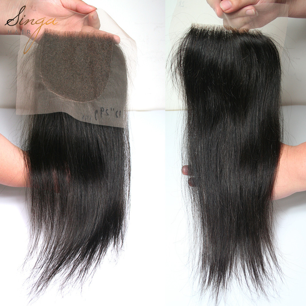 Natural Color Pre Plucked Lace Frontal Closure Wet and Wavy 9A Brazilian Virgin Human Hair